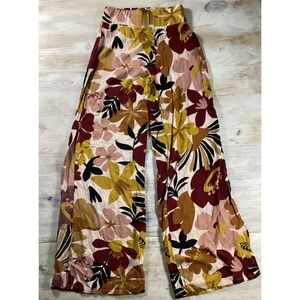Elan Wide Leg Floral Palazzo Pants in Mustard, Burgundy & Blush